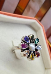 Silver Navaratan Ring