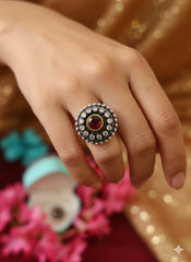 Silver Cut Stone Ring