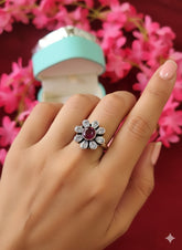 Silver Cut Stone Ring