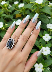 Silver Cut Stone Ring