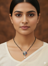 Silver Navratan Mangalsutra