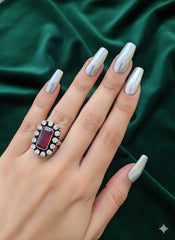 Silver Cut Stone Ring