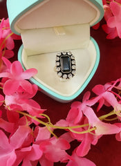 Silver Cut Stone Ring