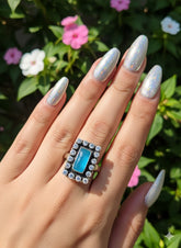 Silver Cut Stone Ring