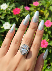 Silver Cut Stone Ring