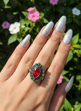 Silver Cut Stone Ring