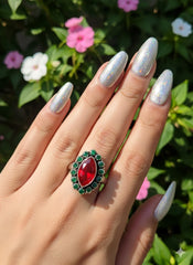 Silver Cut Stone Ring