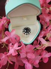 Silver Cut Stone Ring