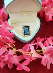 Silver Cut Stone Ring