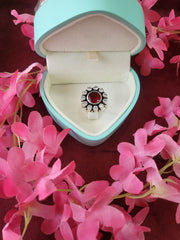 Silver Cut Stone Ring