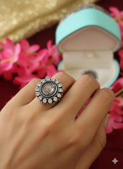 Silver Cut Stone Ring
