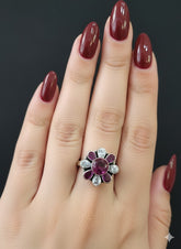 Silver Cut Stone Ring