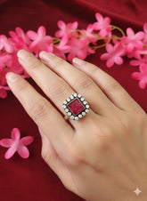 Silver Cut stone Ring