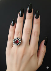 Silver Cut Stone Ring