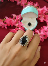 Silver Cut Stone Ring