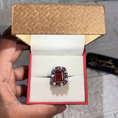 Silver Cut Stone Ring