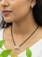 Silver Mangalsutra with Earrings