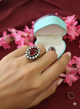 Silver Cut Stone Ring