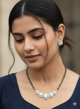 Silver Mangalsutra with Earrings