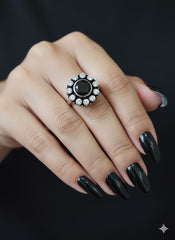 Silver Cut Stone Ring