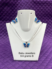 Silver Chain Pendant with Earrings