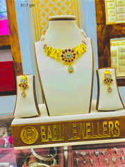 Silver Gold Plated Necklace with Earrings