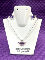 Silver Chain Pendant with Earrings