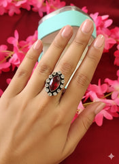 Silver Cut Stone Ring