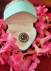 Silver Cut Stone Ring