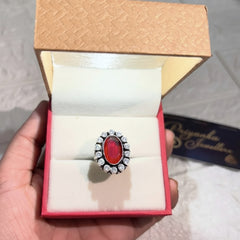 Silver Cut Stone Ring