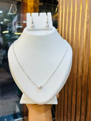Silver Chain Pandel with Earrings