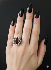 Silver Cut Stone Ring