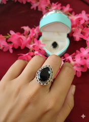 Silver Cut Stone Ring