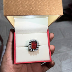 Silver Cut stone Ring