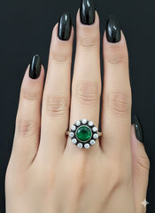 Silver Cut Stone Ring