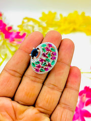 Silver Multicolour Ring