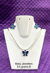 Silver Chain Pendant with Earrings